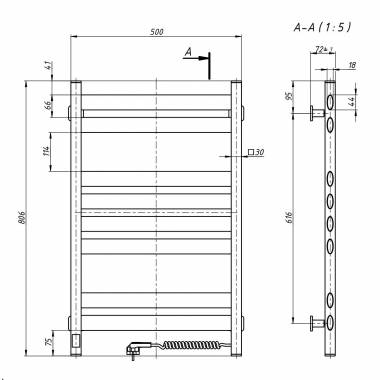 Nerūdijančio plieno elektrinis rankšluosčių džiovintuvas ELLIPSE Sensor 500x800 left