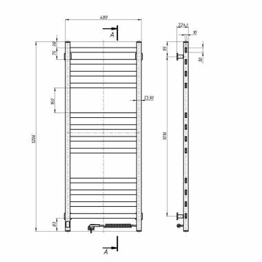 Elektrinis rankšluosčių džiovintuvas WHITE AVANGARD Sensor 480х1200 right