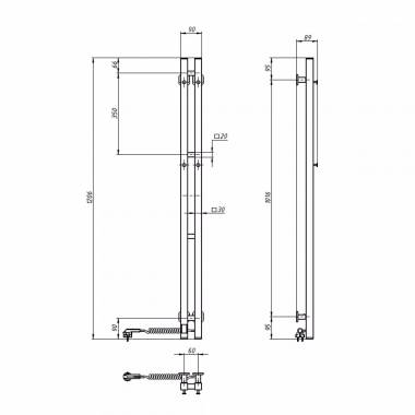 Elektrinis rankšluosčių džiovintuvas WHITE NAVIN SILOUETTE QUADRO 90х1200 Sensor right