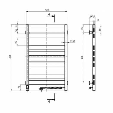 Elektrinis rankšluosčių džiovintuvas WHITE LARGO Sensor 500x800 right