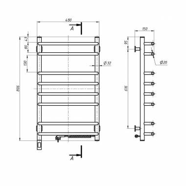 Elektrinis rankšluosčių džiovintuvas WHITE SYMPHONIA Sensor 480х800 right