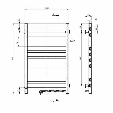 Elektrinis rankšluosčių džiovintuvas WHITE ELLIPSE Sensor 500x800 right