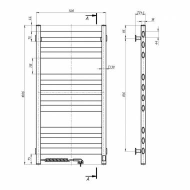 Elektrinis rankšluosčių džiovintuvas WHITE ELLIPSE Sensor 500x1000 left