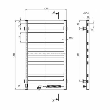 Elektrinis rankšluosčių džiovintuvas WHITE AVANGARD Sensor 480х800 right