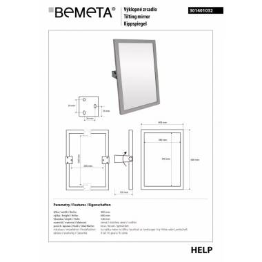 PAGALBA: 400 x 600 mm pasukamas veidrodis, nerūdijantis šlifuotas plienas