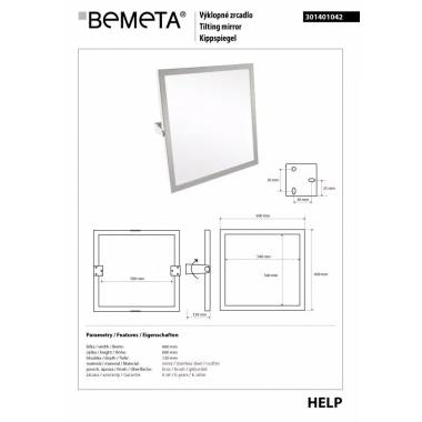 HELP:600 x 600 mm, nerūdijantis plienas, šlifuotas, pasukamas veidrodis