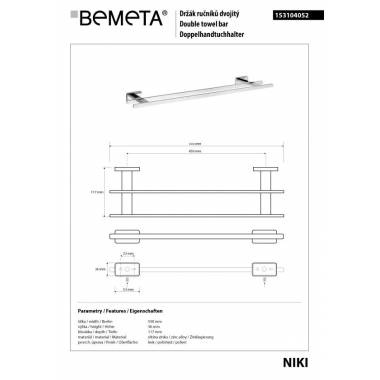 NIKI: Dvigubas rankšluosčių laikiklis, 450 mm