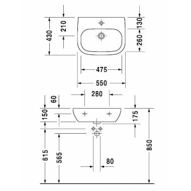 D-kodo kriauklė 550x430 mm