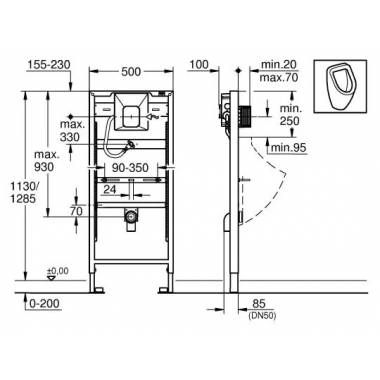 "Grohe" įmontuojamas pisuaras "Rapid SL" 38786001