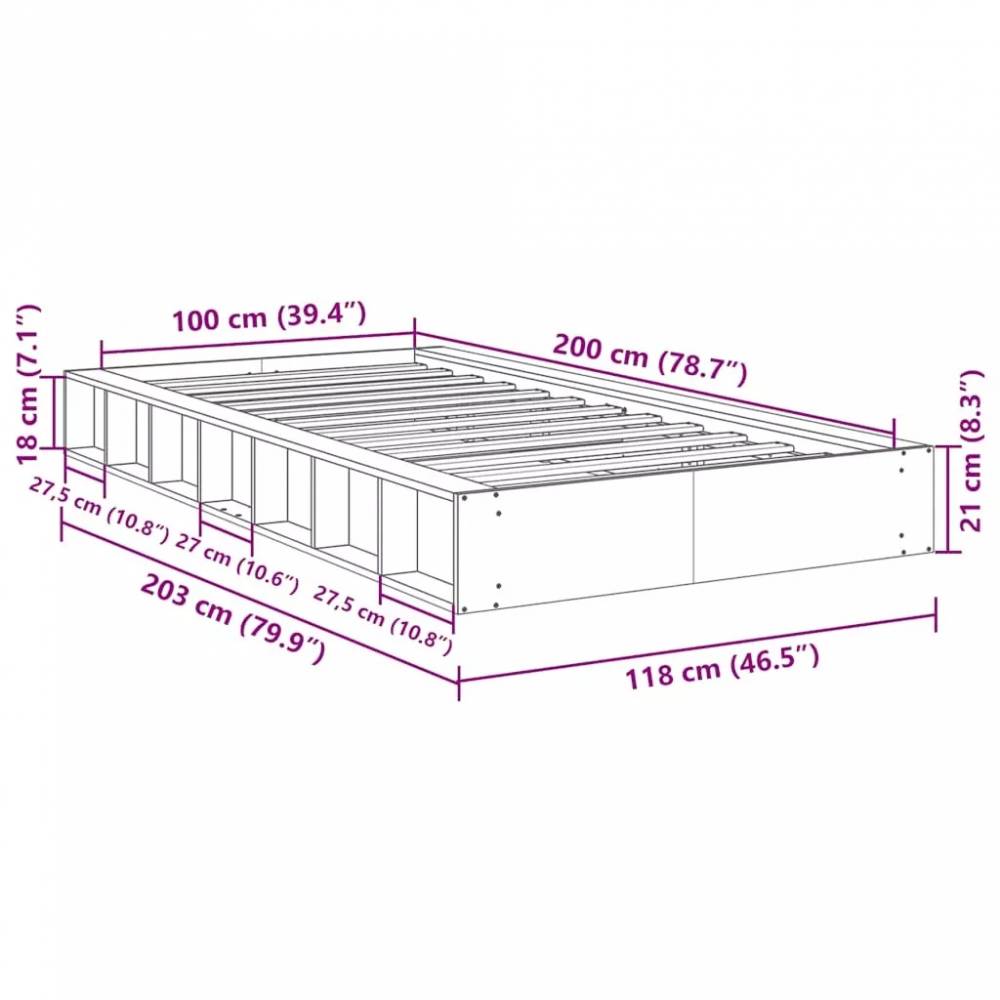 Lovos rėmas be čiužinio 100x200 cm ąžuolo masyvo