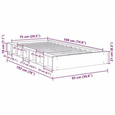 Lovos rėmas be čiužinio 75x190 cm ąžuolo masyvo