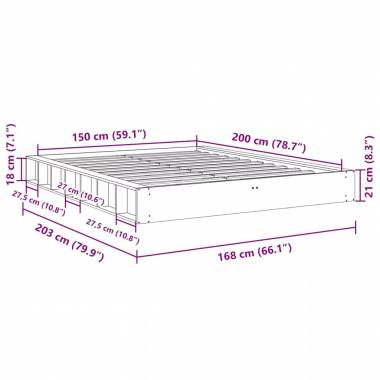 Lovos rėmas be čiužinio 150x200 cm ąžuolo masyvo