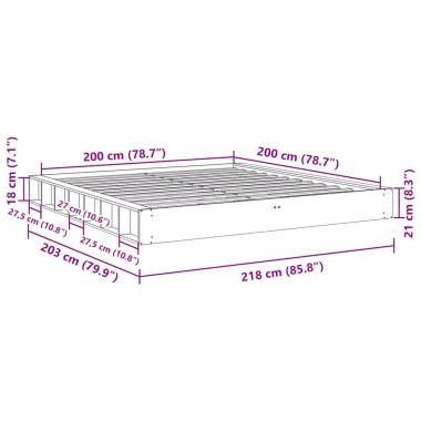 Lovos rėmas be čiužinio 200x200 cm ąžuolo masyvo