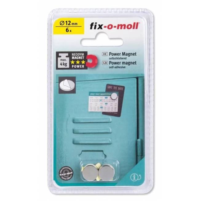 Magnetai - lipnieji diskai Fix-O-Moll, 12 mm, 6 vnt.