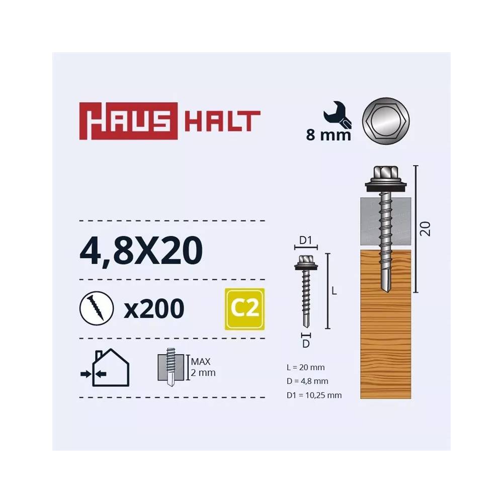 Savisriegis Haushalt DIN 7504K, 4.8 mm x 20 mm, 200 vnt.