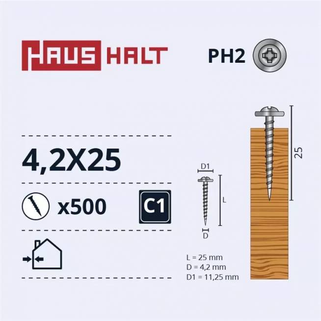 Savisriegis Haushalt DIN 14566, 4.2 mm x 25 mm, 500 vnt.