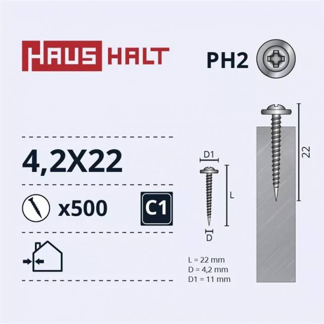 Savisriegis Haushalt DIN 14566, 4.2 mm x 22 mm, 500 vnt.