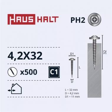 Savisriegis Haushalt DIN 14566, 4.2 mm x 32 mm, 500 vnt.