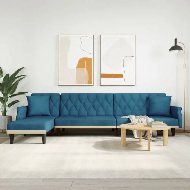 L formos sofa-lova, 271x140x70 cm, aksomas