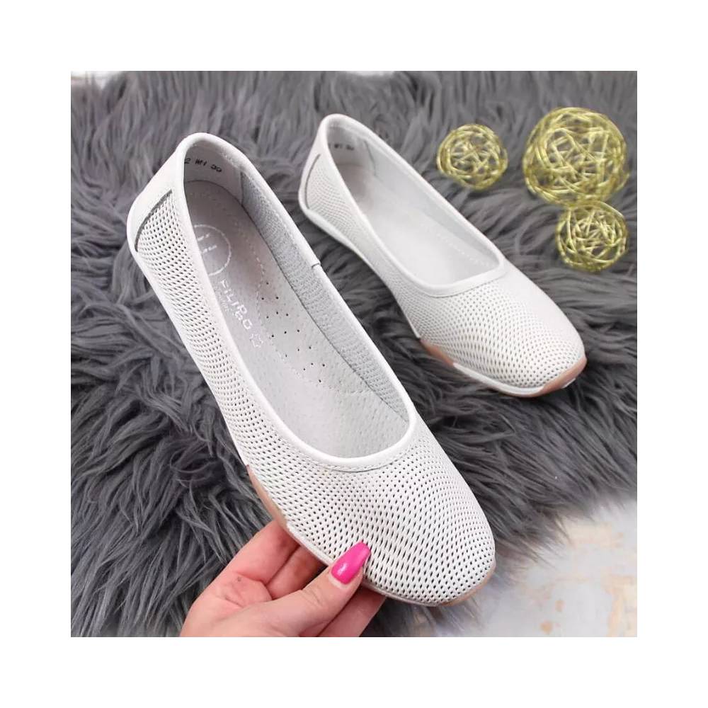 Leather openwork ballerinas Filippo W PAW322 white