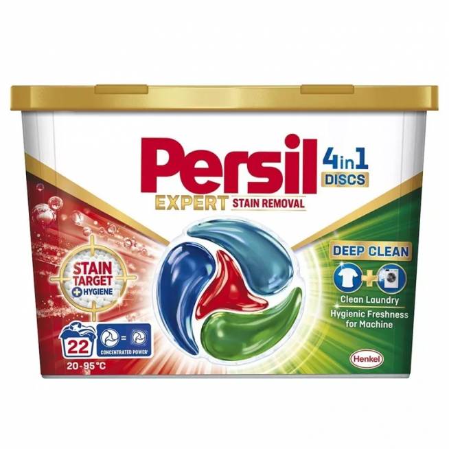 Skalbimo kapsulės Persil Discs Stain Removal, 22 vnt.