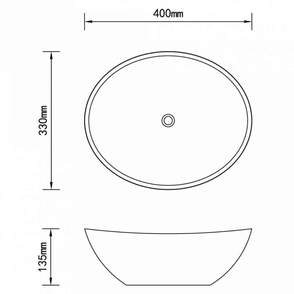 Oval Ceramic Sink, 40x33 cm