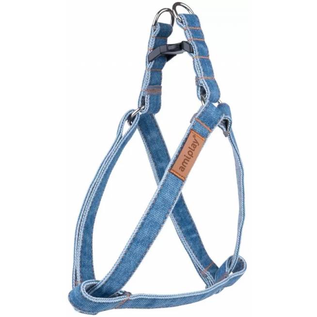 Reguliuojamos petnešos šunims Amiplay Denim, mėlyna, 400 - 750 mm x 20 mm, 40-75