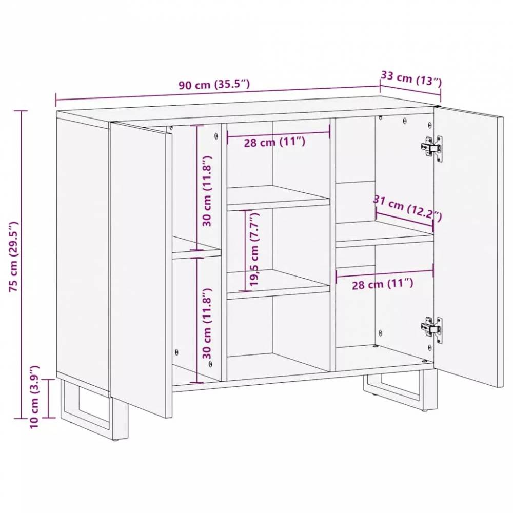 indauja juoda 90x33x75 cm masyvo mango