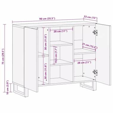 indauja juoda 90x33x75 cm masyvo mango