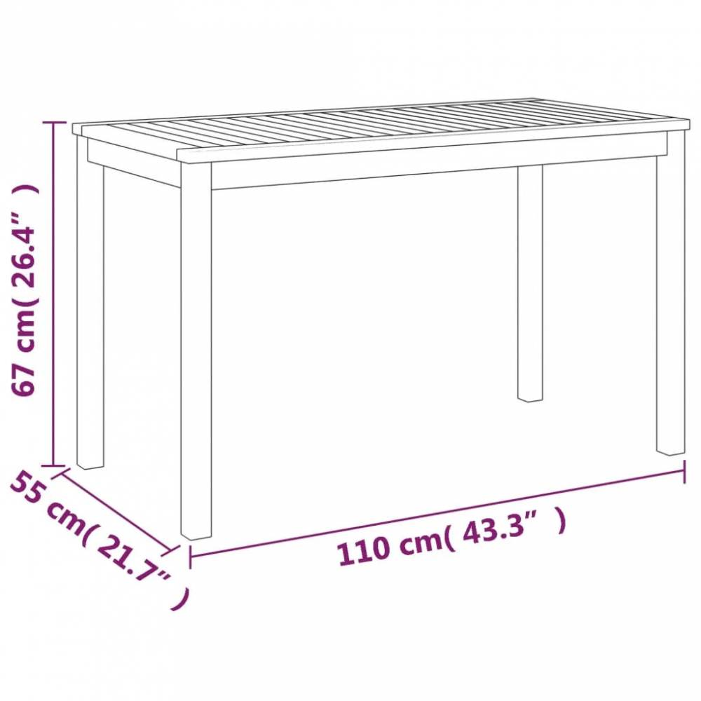 Sodo stalas, 110x55x67cm, akacijos medienos masyvas