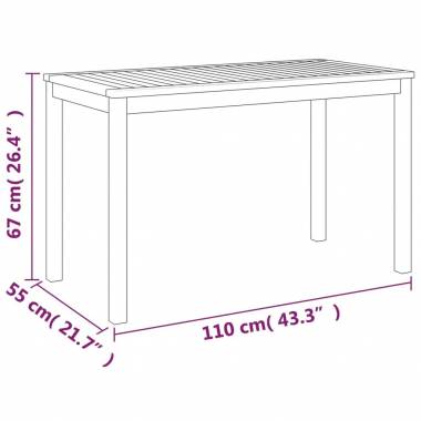 Sodo stalas, 110x55x67cm, akacijos medienos masyvas