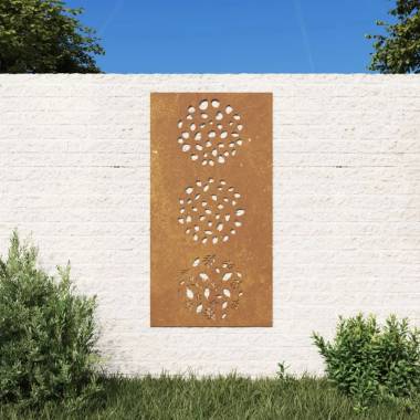 Sodo sienos dekoracija, 105x55cm, corten plienas, lapų dizaino