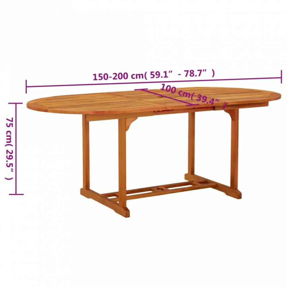 Sodo stalas, 200x100x75cm, eukalipto medienos masyvas