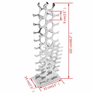 Vyno butelių laikiklis, aliuminis, sidabro spalvos, 27 buteliai