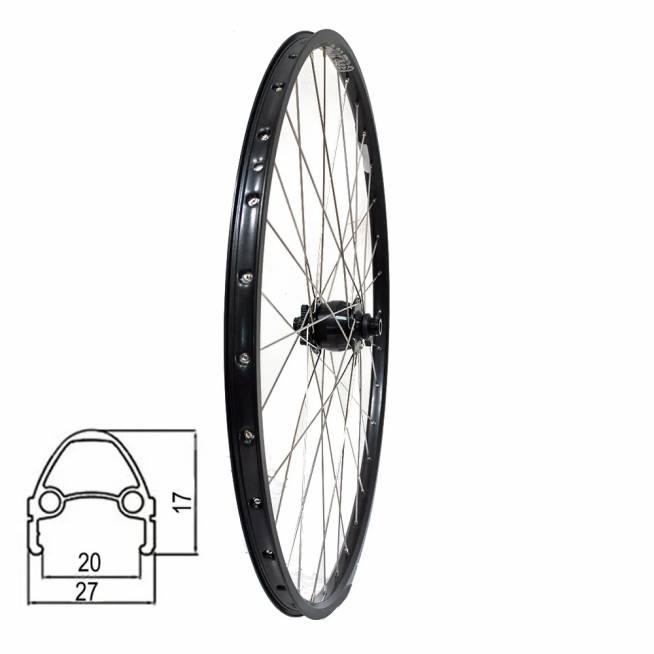 Priekinis ratas 28" 32H, YAK3SIX, dinama 6V 3W, disk. stabdžiam, Thru Axle