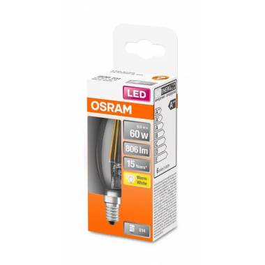 Lemputė Osram LED, B35, šiltai balta, E14, 6 W, 806 lm