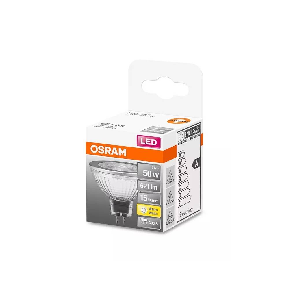 Lemputė Osram LED, MR16, šiltai balta, GU5.3, 8 W, 621 lm