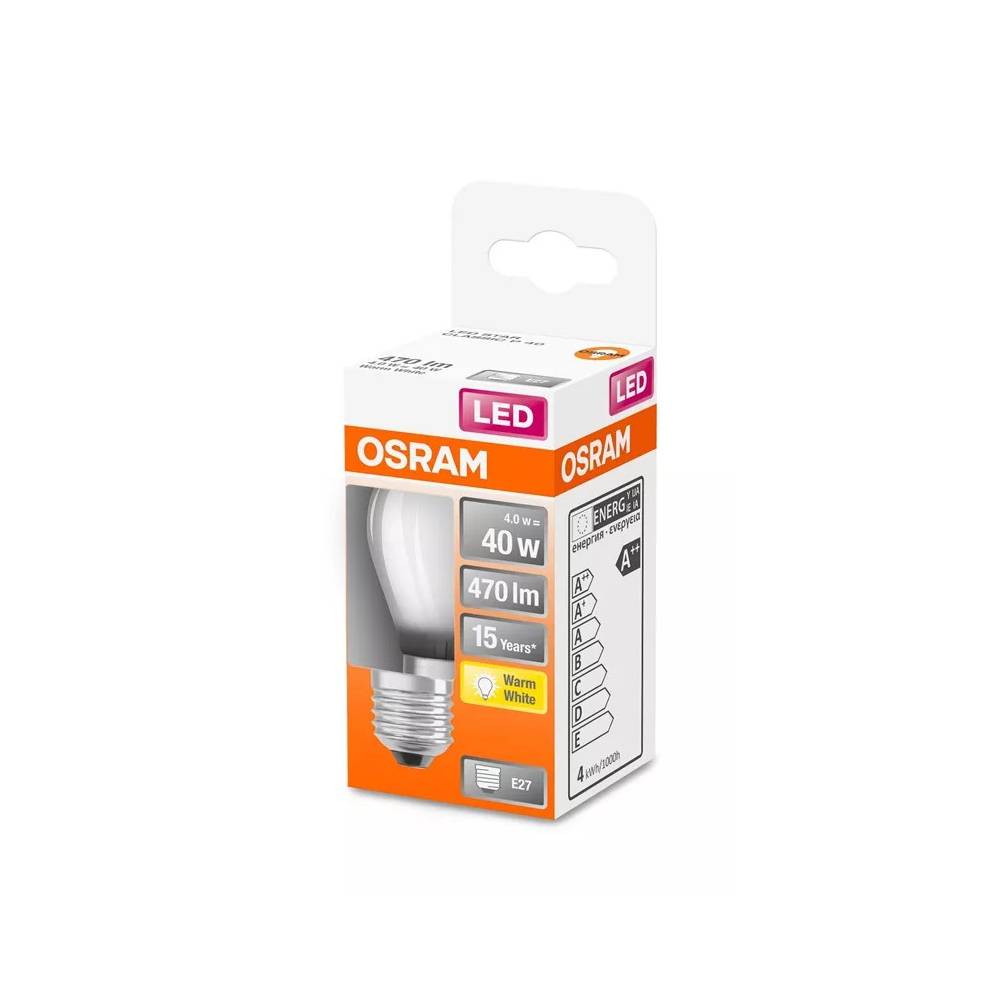 Lemputė Osram LED, P45, šiltai balta, E27, 4 W, 470 lm