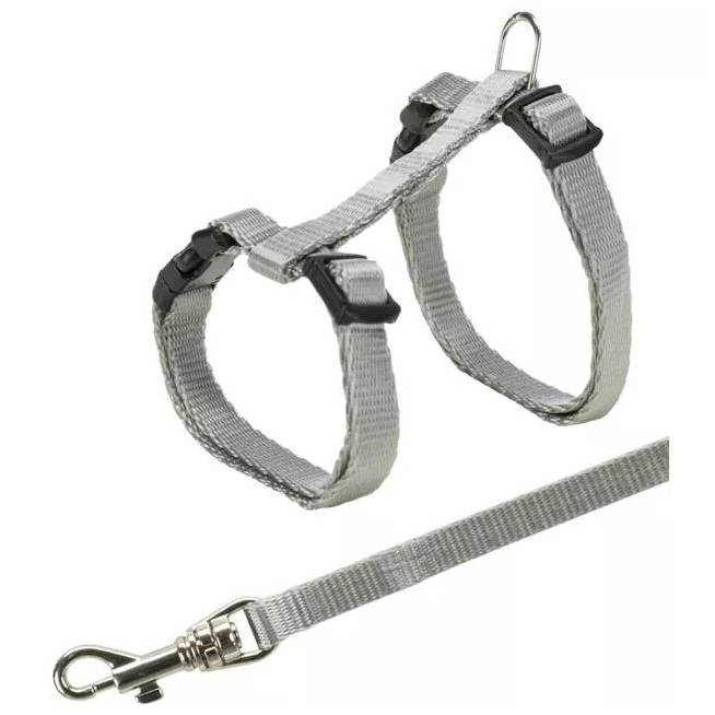 Petnešos Trixie HARNESS+LEASH, 19 - 31 cm x 8 mm, pilka