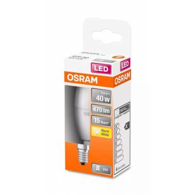 Lemputė Osram LED, B35, šiltai balta, E14, 5.5 W, 470 lm