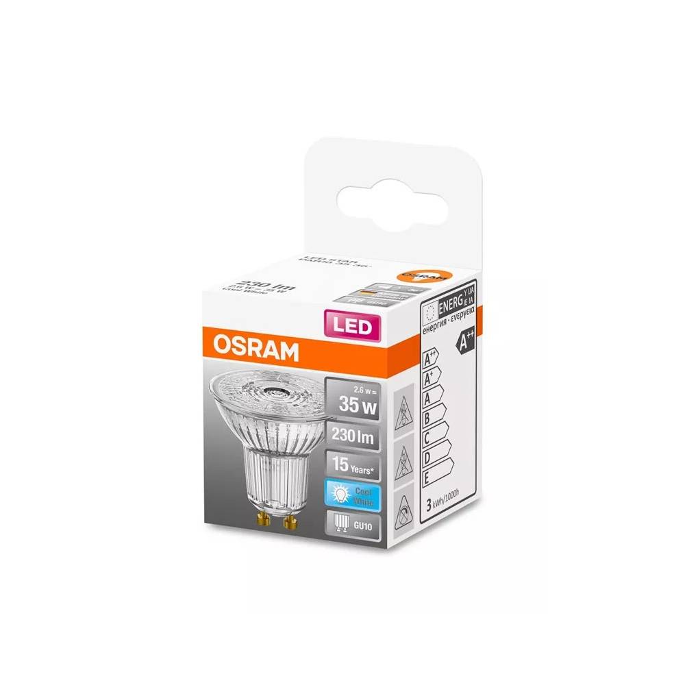 Lemputė Osram LED, PAR16, šaltai balta, GU10, 2.6 W, 230 lm