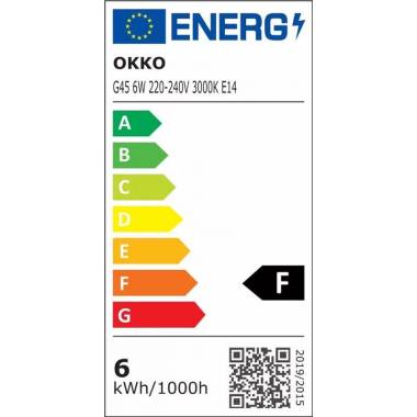 LED lemputės OKKO, G45, E14, 6 W, 480 lm, 3000 K, 3 vnt.