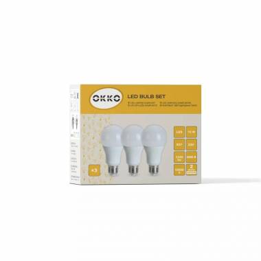 Led lemputė OKKO A60, 15W, E27, 3000K, 1350lm 3 vnt.