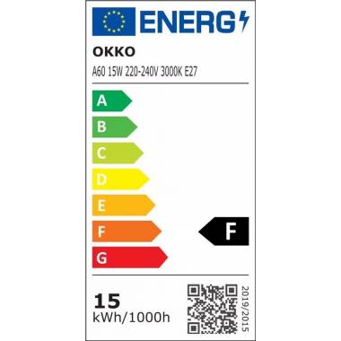 Led lemputė OKKO A60, 15W, E27, 3000K, 1350lm 3 vnt.