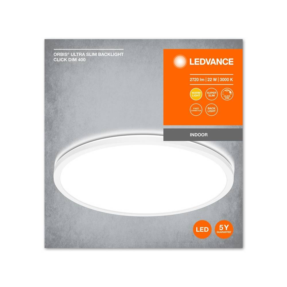 Šviestuvas plafonas Ledvance Orbis Ultra Slim Clickdim, 22 W, LED, 3000 °K