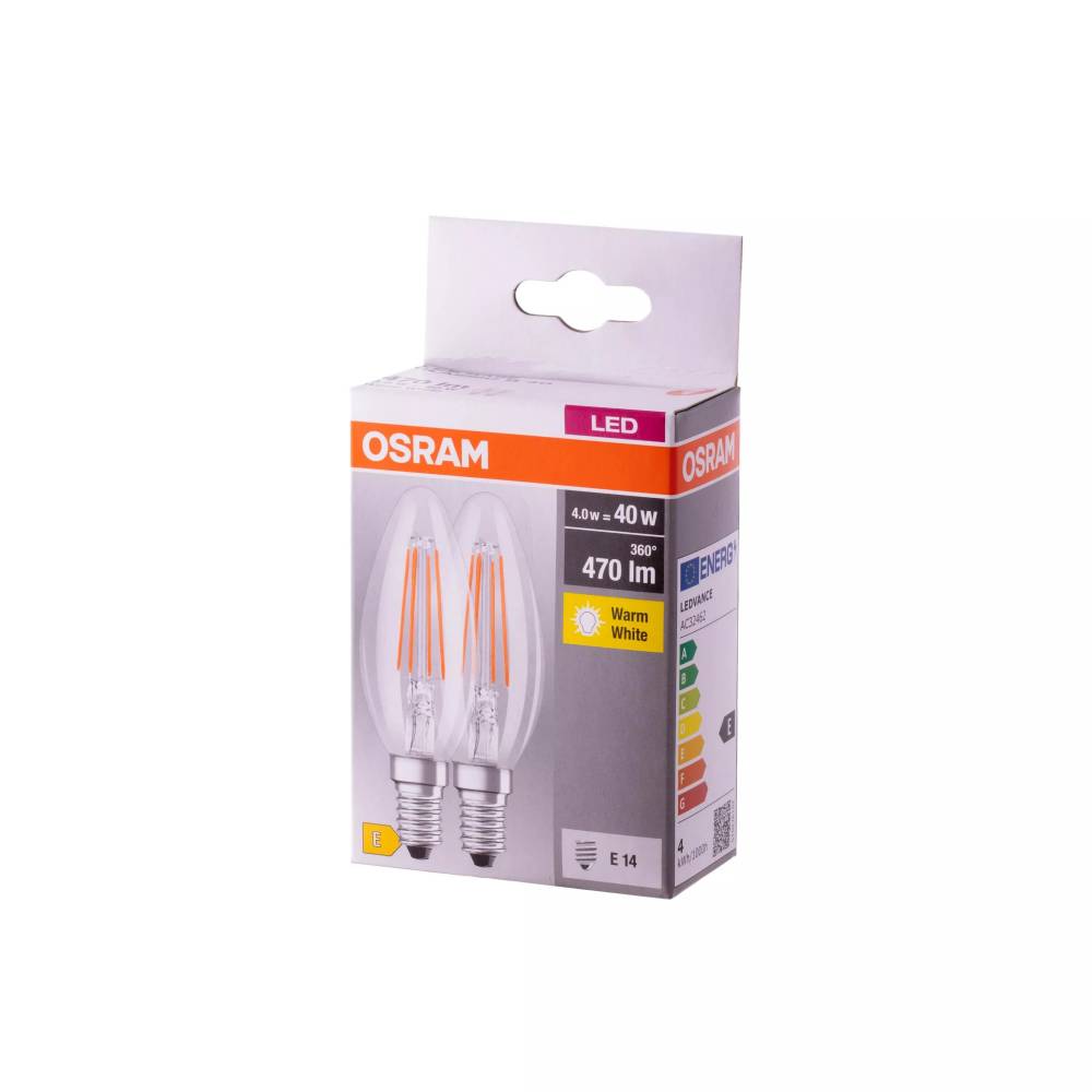 Lemputė Osram LED, B40, šiltai balta, E14, 4 W, 470 lm