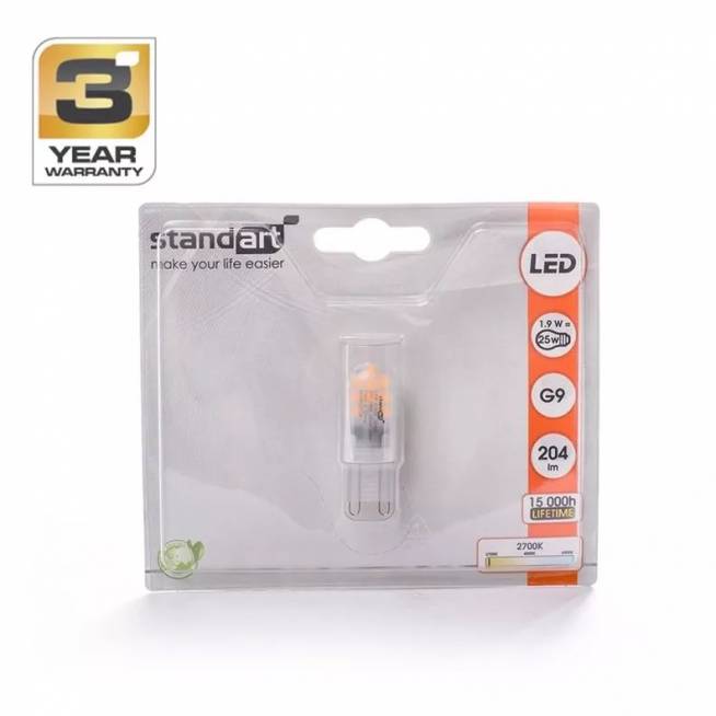 Lemputė Standart LED, T4, šiltai balta, G9, 1.9 W, 204 lm