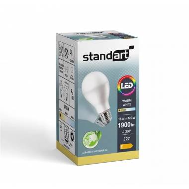 Lemputė Standart Integruota LED, A67, geltona, E27, 15 W, 1900 lm