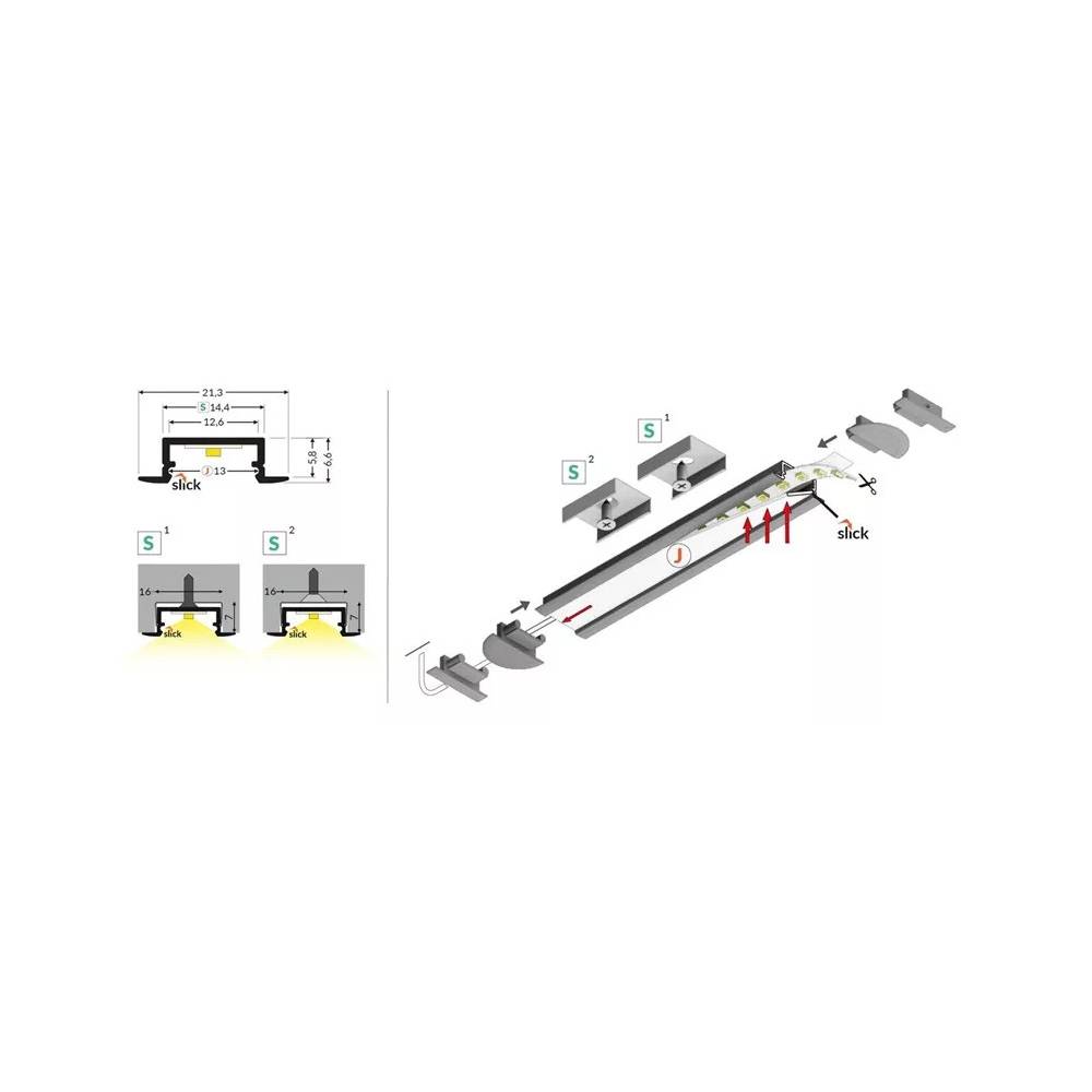 LED juostos profilis Standart BEGTIN12 F2005201, balta