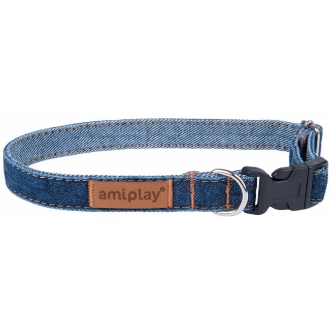 Reguliuojamas antkaklis Amiplay Denim, tamsiai mėlyna, 350 - 500 mm x 20 mm, 35-50